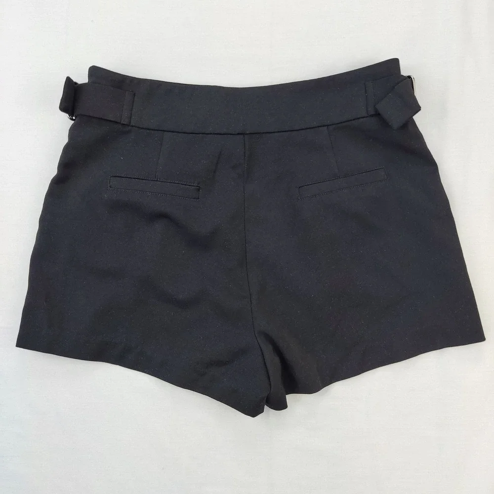 A'Gaci Shorts Womens Small Black Dress Shorts‎ High Waist Pleated Side Buckle